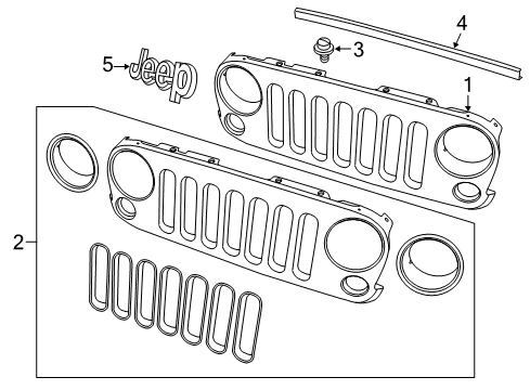 2016 Jeep Wrangler Grille & Components Screw-HEXAGON Head Diagram for 6104406AA