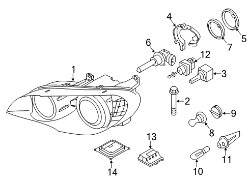 2010 BMW X6 Bulbs Control Unit Xenon Light Diagram for 63117248050