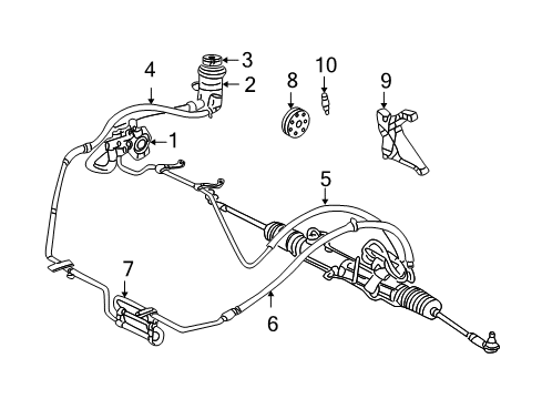 2005 Ford Focus P/S Pump & Hoses, Steering Gear & Linkage Lower Return Hose Diagram for 5S4Z-3A713-A