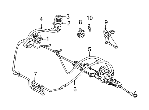 2004 Ford Focus P/S Pump & Hoses, Steering Gear & Linkage Lower Return Hose Diagram for 3S4Z-3A713-AA