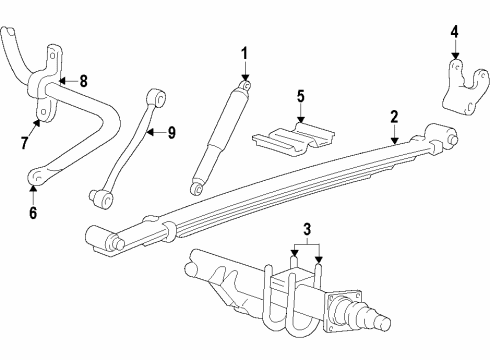 2011 Ford F-350 Super Duty Rear Suspension Components, Stabilizer Bar Leaf Spring Diagram for BC3Z-5560-K
