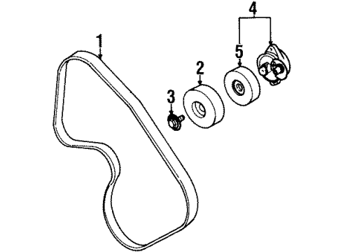 2001 Saturn SC1 Belts & Pulleys Belt, W/Pump & A/C Compressor Diagram for 21008369