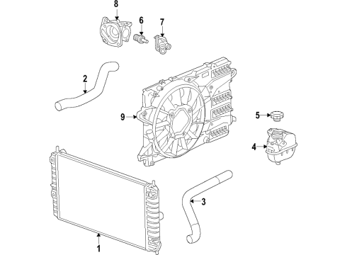 2017 Chevrolet Malibu Cooling System, Radiator, Water Pump, Cooling Fan Gasket Diagram for 55575619