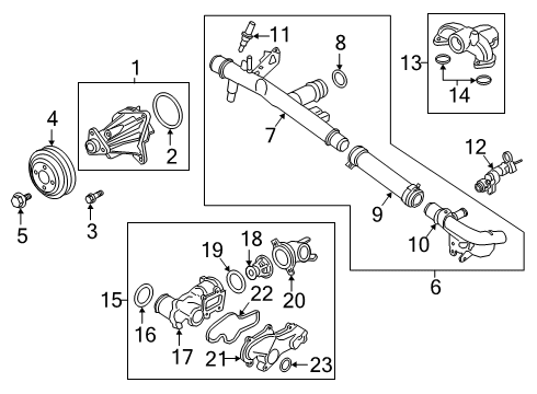 2019 Ford F-150 Water Pump Water Manifold Diagram for JL3Z-8591-A