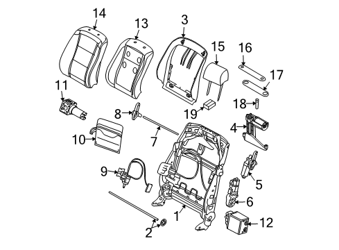 2007 BMW 530xi Lumbar Control Seats Vinyl Rear Panel Diagram for 52107015655