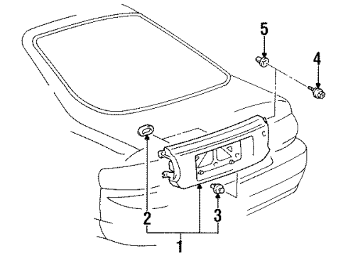 1995 Toyota Celica Exterior Trim - Rear Body Finish Panel Screw Diagram for 90163-60010