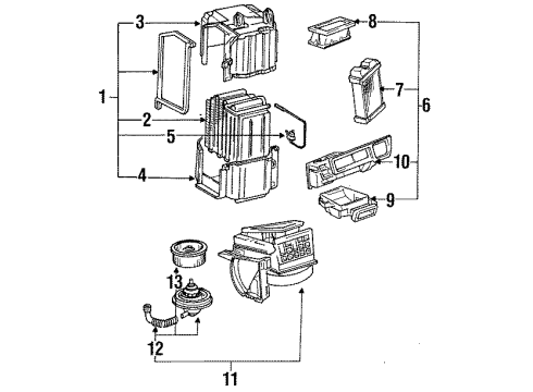 1991 Lexus ES250 Evaporator Components, Heater Components, Blower Motor & Fan Unit Assembly, Cooling Diagram for 88510-32460