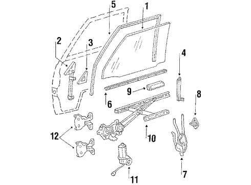 1986 Toyota Van Front Door - Glass & Hardware Regulator Sub-Assy, Front Door Window, LH Diagram for 69820-87002