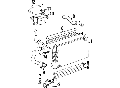 1997 Mercury Sable Radiator & Components Reservoir Diagram for F6DZ-8A080-B