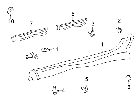 2001 Toyota Echo Exterior Trim - Pillars, Rocker & Floor Rocker Molding Clip Diagram for 67771-12070