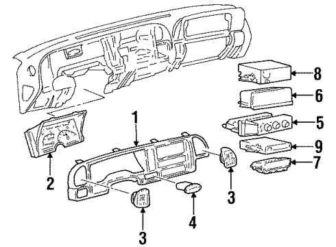 2000 GMC Yukon Instruments & Gauges Instrument Cluster Assembly Diagram for 15758077