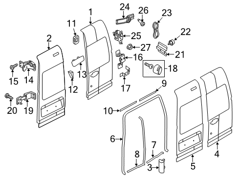 2013 Ford Transit Connect Back Door - Door & Components Upper Track Bumper Diagram for 2T1Z-6125040-B