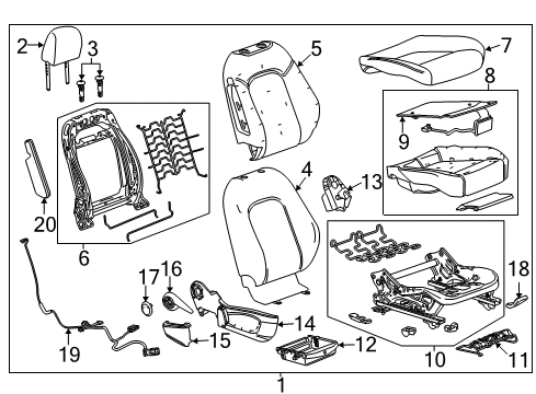 2013 Buick Encore Passenger Seat Components Seat Cushion Pad Diagram for 95077997