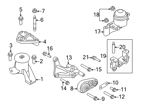 2010 Ford Fusion Engine & Trans Mounting Transmission Mount Bracket Diagram for 9E5Z-6038-B