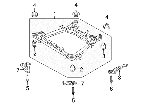 2008 Hyundai Entourage Suspension Mounting - Front Stay RH Diagram for 624774D001