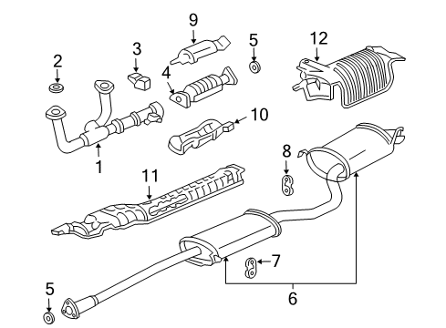 2004 Honda Pilot Exhaust Components Converter Diagram for 18160-PVF-A00