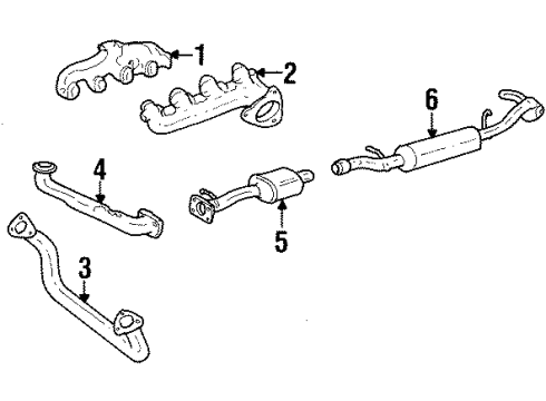 1993 Chevrolet K3500 Exhaust Components, Exhaust Manifold Exhaust Muffler Assembly Diagram for 15661661