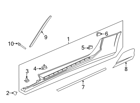 2019 Chevrolet Camaro Exterior Trim - Pillars, Rocker & Floor Rocker Molding Clip Diagram for 11547211