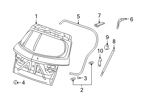 2009 Acura RDX Gate & Hardware Bracket, Driver Side Tailgate Opener Stay (Upper) Diagram for 74873-STK-A00