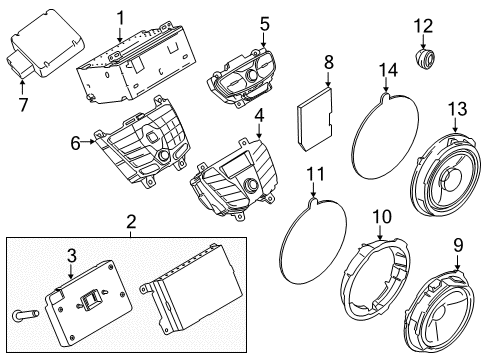 2014 Ford Transit Connect Navigation System Rear Door Speaker Diagram for CV6Z-18808-F