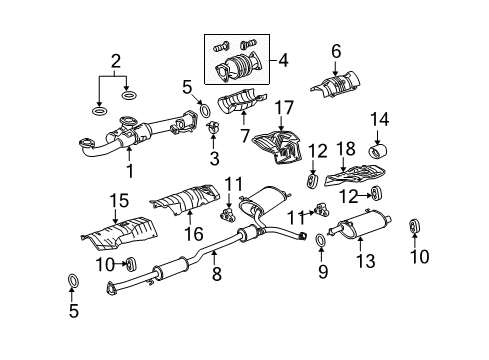 2010 Honda Accord Exhaust Components Muffler, Exhuast Diagram for 18307-TA0-A12