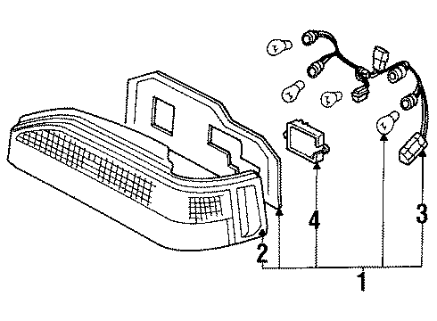 1989 Acura Legend Combination Lamps Taillight Assembly, Driver Side Diagram for 33550-SG0-A01