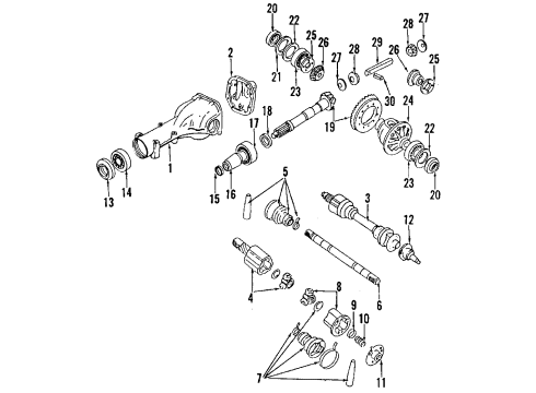 1989 Nissan 240SX Rear Axle, Differential, Drive Axles, Propeller Shaft Bearing-Differential Side Diagram for 38440-N3111
