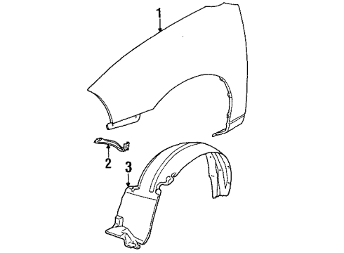 1995 Geo Metro Fender & Components Panel, Front Wheelhouse Diagram for 30013637