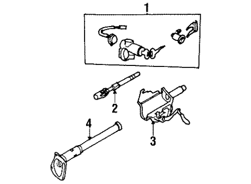 1992 Nissan D21 Ignition Lock Key Set Cylinder Lock Diagram for K9810-01G78