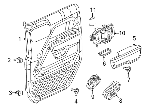 2022 Jeep Wrangler Interior Trim - Front Door Front Door Trim Armrest Diagram for 6RL55LA3AB