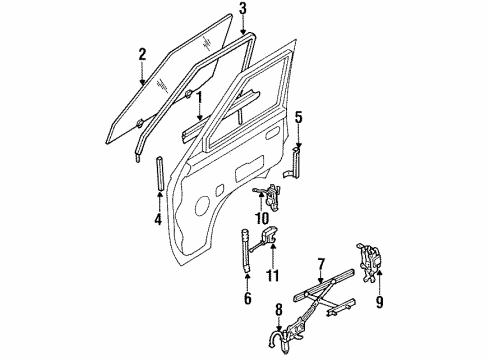 1987 Nissan Van Door Glass & Hardware, Exterior Trim Motor Assembly-Regulator LH Diagram for 80731-G5401