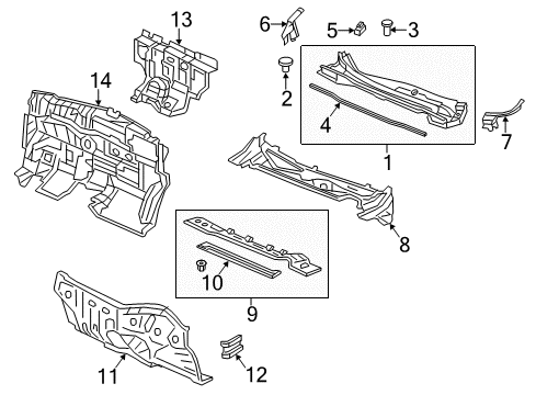2013 Honda CR-V Cowl Cowl Top As, FR Diagram for 74211-T0A-A00