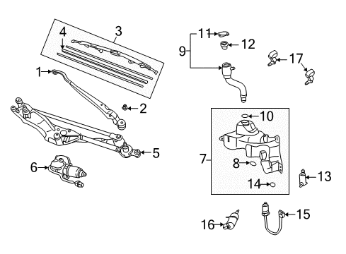 2006 Lexus SC430 Wiper & Washer Components Windshield Wiper Arm Assembly, Right Diagram for 85211-24101