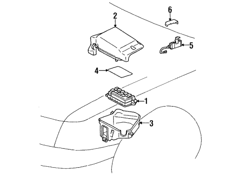 1999 Lexus LS400 Fuse & Relay Cover, Relay Block, Lower Diagram for 82663-50030
