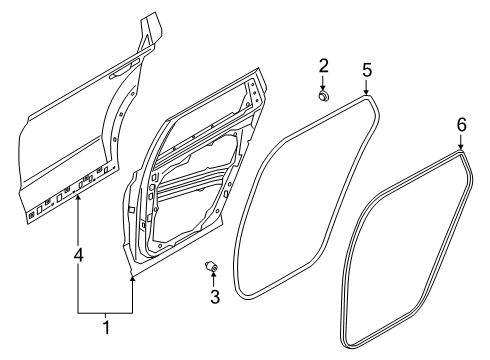 2020 Hyundai Palisade Rear Door W/STRIP-RR Dr Body Side LH Diagram for 83110-S8000