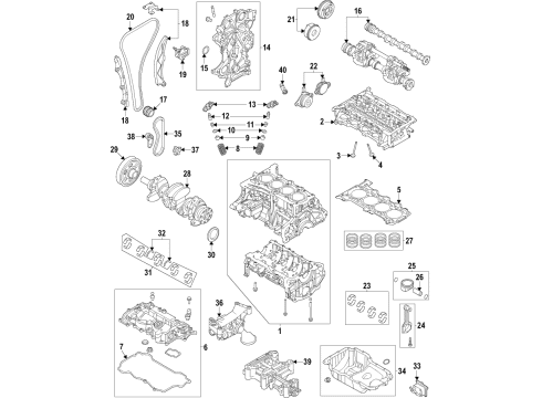 2021 Hyundai Santa Fe Engine Parts, Mounts, Cylinder Head & Valves, Camshaft & Timing, Variable Valve Timing, Oil Cooler, Oil Pan, Oil Pump, Balance Shafts, Crankshaft & Bearings, Pistons, Rings & Bearings Valve-Exhaust Diagram for 22212-2T002