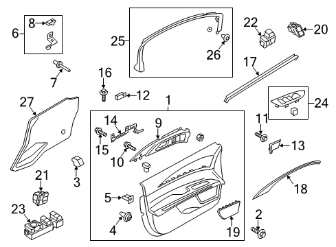 2014 Lincoln MKZ Interior Trim - Front Door Door Trim Panel Screw Diagram for -W708392-S424