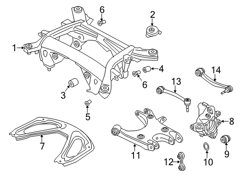2015 BMW M6 Gran Coupe Rear Suspension Components, Lower Control Arm, Upper Control Arm, Ride Control, Stabilizer Bar Reinforcement Plate Diagram for 33322284341