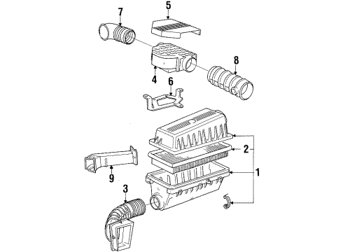 1992 BMW 735i Powertrain Control Air Filter Element Diagram for 13721707021