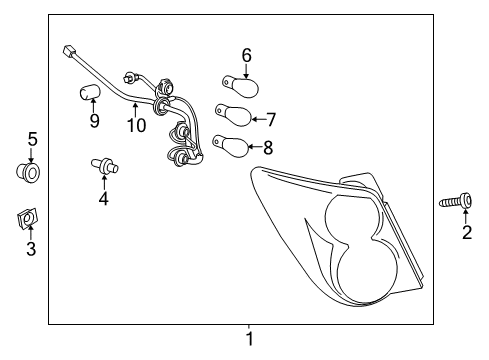 2016 Chevrolet Sonic Tail Lamps Tail Lamp Assembly Diagram for 42407873