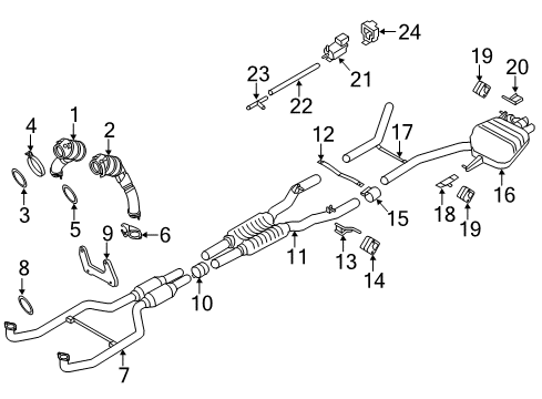 2018 BMW 650i xDrive Gran Coupe Exhaust Components Exhaust Pipe Diagram for 18307848140