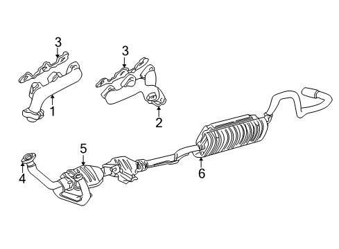 1998 Ford Ranger Exhaust Manifold Muffler & Pipe Diagram for F87Z-5230-CA