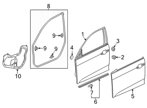 2022 Honda Civic Door & Components WEATHERSTRIP, R- FR Diagram for 72310-T20-A01