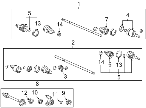 2001 Honda Accord Drive Axles - Front Driveshaft Assembly, Driver Side Diagram for 44306-S4K-A52