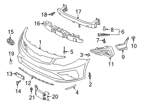 2020 Kia Optima Front Bumper MOULDING Assembly-Front Diagram for 86593D5500