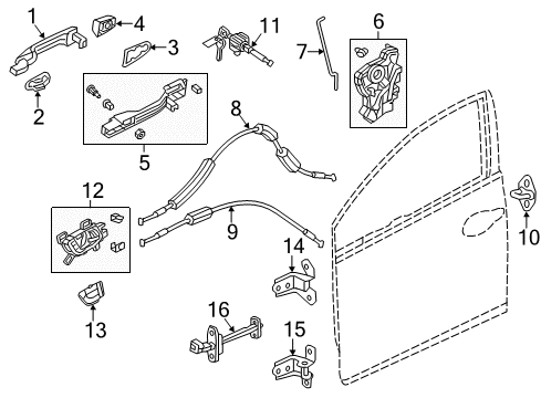 2014 Honda Civic Front Door Handle, Driver Side (Carnelian Red Pearl) Diagram for 72181-T1G-E11ZR