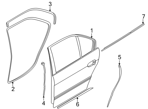 1996 BMW 750iL Rear Door Center Left Seal.Betw.Door And Column Diagram for 51228125793