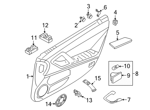 2016 Nissan GT-R Door & Components Front Door Armrest, Left Diagram for 80941-38B0C