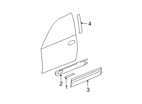 2004 Chevrolet Trailblazer Exterior Trim - Front Door Side Molding Diagram for 88937014