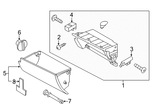 2016 Hyundai Elantra Glove Box Stopper-Glove Box Diagram for 84517-1R000-RAS